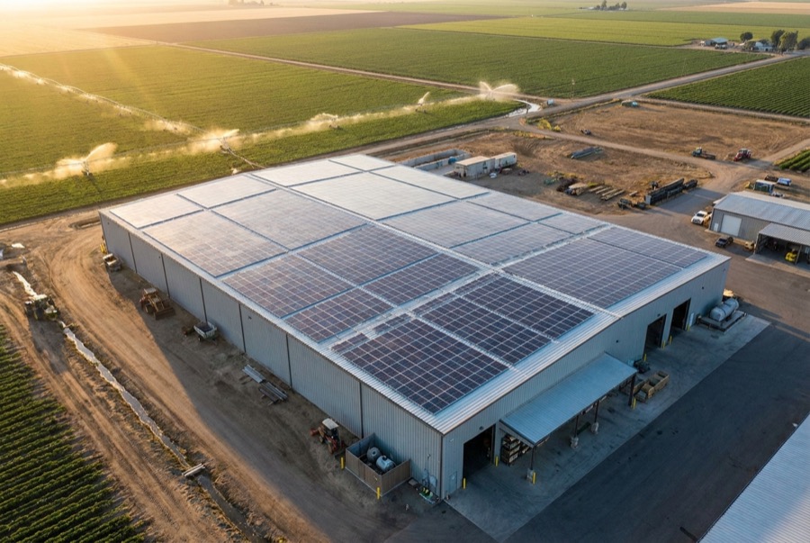 Instalación solar comercial y agrícola de gran superficie